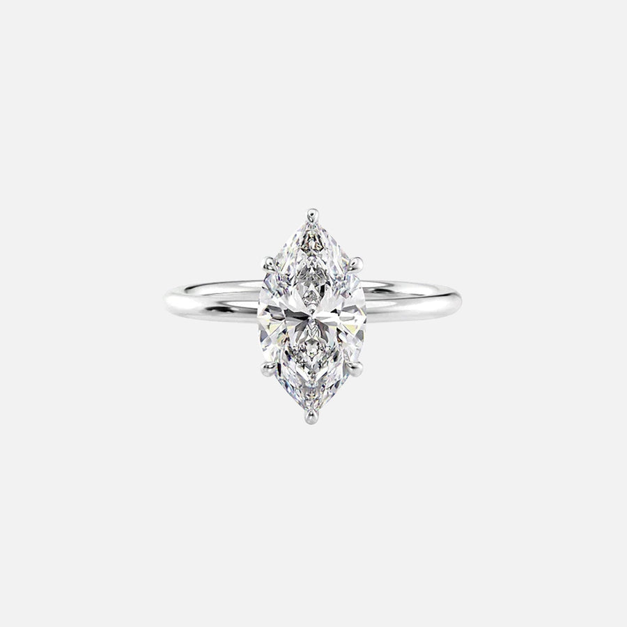  The Solitaire Low Profile Kamellie Marquise Lab Diamond Ring 14k White Gold 001