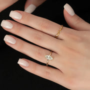  The Solitaire Low Profile Kamellie Marquise Lab Diamond Ring 18k Yellow Gold 003