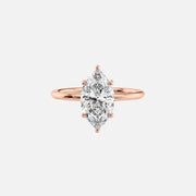  The Solitaire Low Profile Kamellie Marquise Moissanite Ring 18k Rose Gold 001