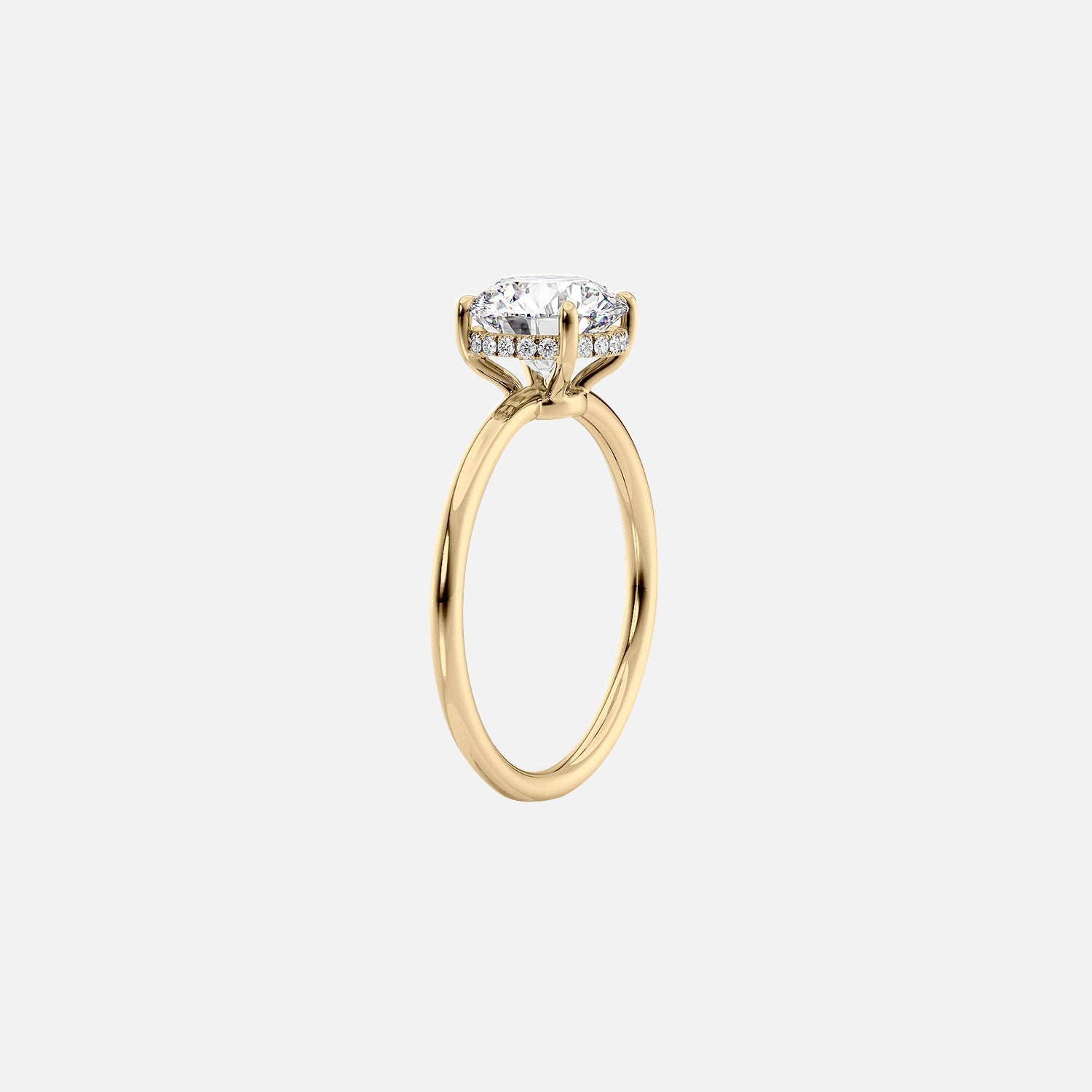  The Solitaire Low Profile Kamellie Oval Lab Diamond Ring 14k Yellow Gold 002