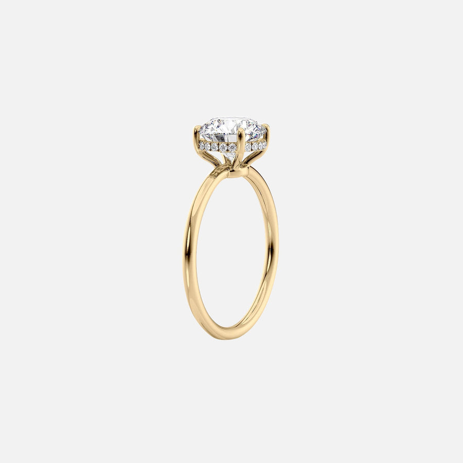  The Solitaire Low Profile Kamellie Oval Lab Diamond Ring 14k Yellow Gold 002