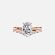 The Solitaire Low Profile Kamellie Oval Lab Diamond Ring 18k Rose Gold 003