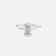  The Solitaire Low Profile Kamellie Oval Lab Diamond Ring 18k White Gold 001