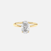  The Solitaire Low Profile Kamellie Oval Lab Diamond Ring 18k Yellow Gold 001