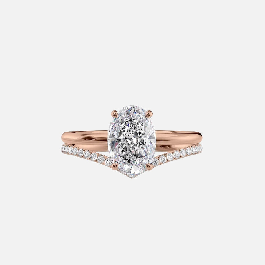  The Solitaire Low Profile Kamellie Oval Moissanite Ring 14k Rose Gold 003