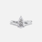  The Solitaire Low Profile Kamellie Pear Lab Diamond Ring 18k White Gold 003