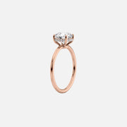 The Solitaire Low Profile Kamellie Pear Moissanite Ring 14k Rose Gold 002