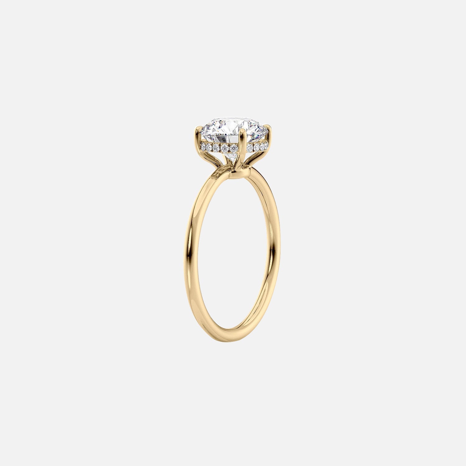  The Solitaire Low Profile Kamellie Pear Moissanite Ring 14k Yellow Gold 002