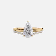  The Solitaire Low Profile Kamellie Pear Moissanite Ring 18k Yellow Gold 003