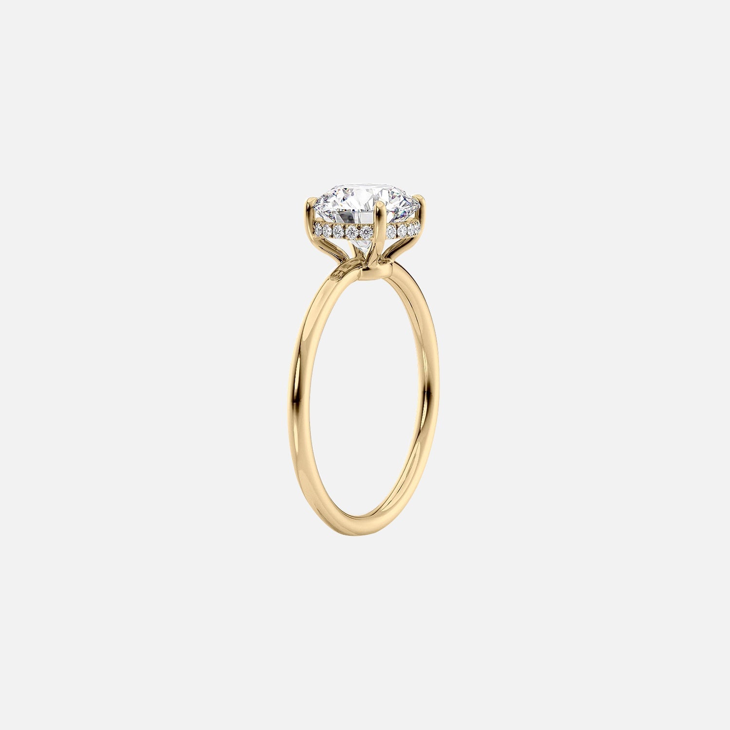  The Solitaire Low Profile Kamellie Princess Lab Diamond Ring 14k Yellow Gold 002