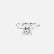  The Solitaire Low Profile Kamellie Princess Moissanite Ring 18k White Gold 001