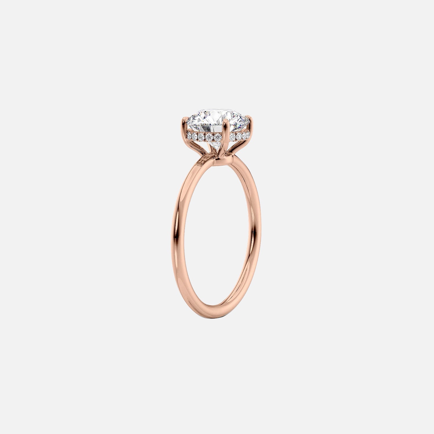  The Solitaire Low Profile Kamellie Radiant Moissanite Ring 14k Rose Gold 002