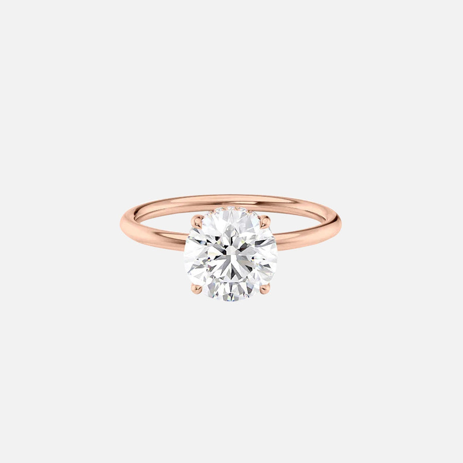  The Solitaire Low Profile Kamellie Round Lab Diamond Ring 14k Rose Gold 001