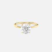The Solitaire Low Profile Kamellie Round Lab Diamond Ring 14k Yellow Gold 001