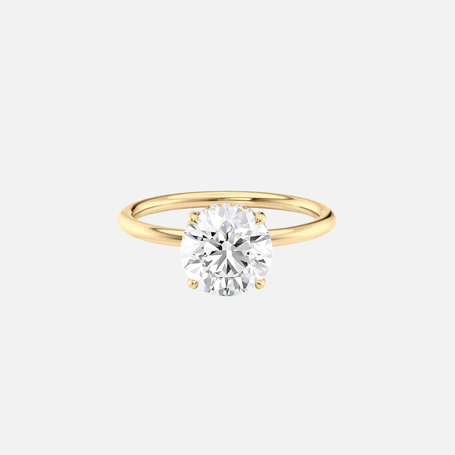 The Solitaire Low Profile Kamellie Round Lab Diamond Ring 14k Yellow Gold 001