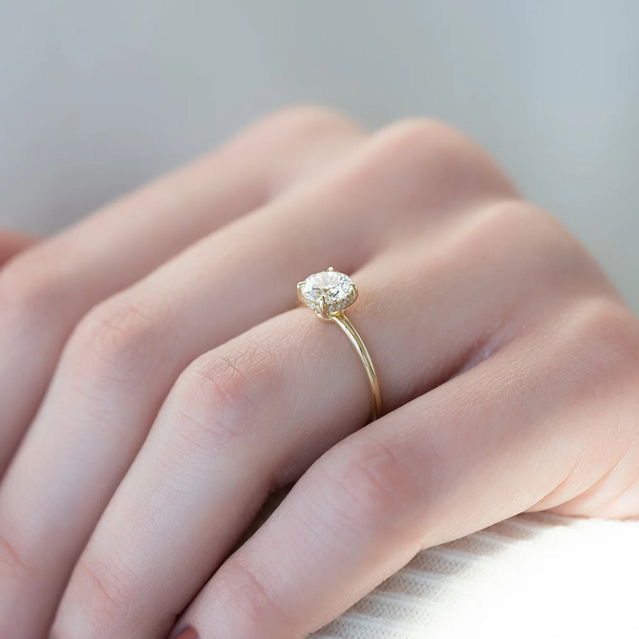  The Solitaire Low Profile Kamellie Round Lab Diamond Ring 14k Yellow Gold 005 Final