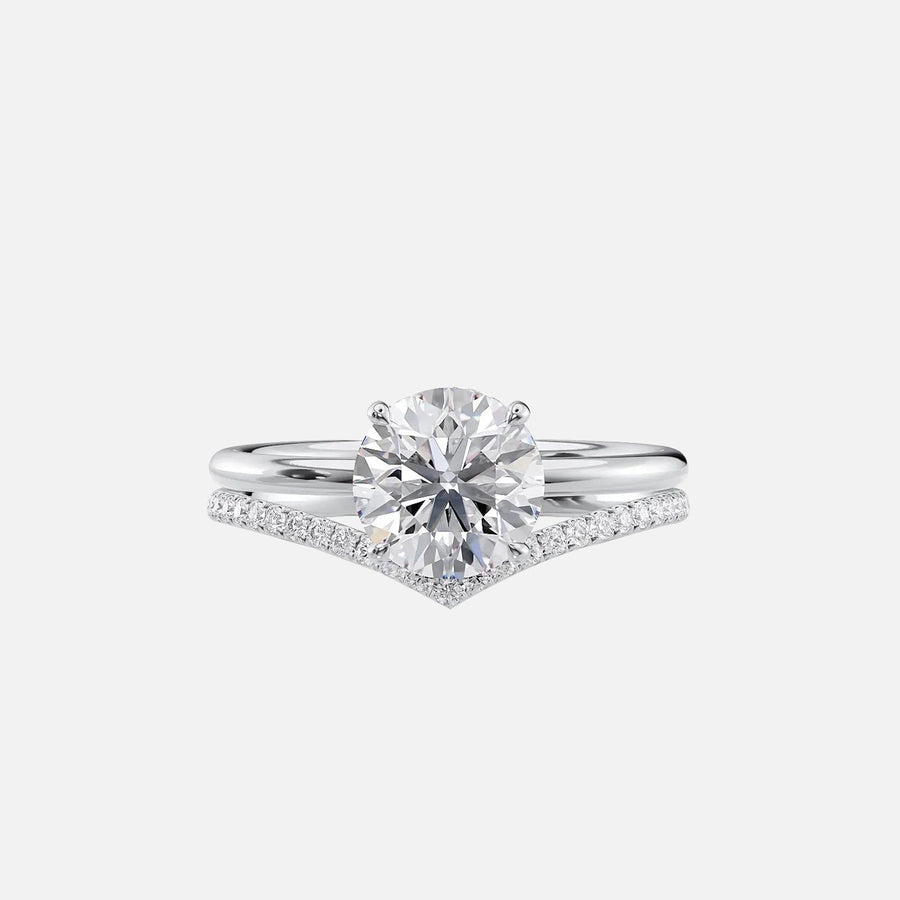  The Solitaire Low Profile Kamellie Round Lab Diamond Ring 18k White Gold 003