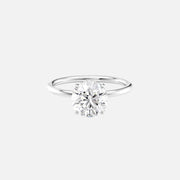  The Solitaire Low Profile Kamellie Round Moissanite Ring 14k White Gold 001
