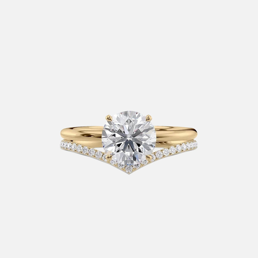  The Solitaire Low Profile Kamellie Round Moissanite Ring 14k Yellow Gold 003