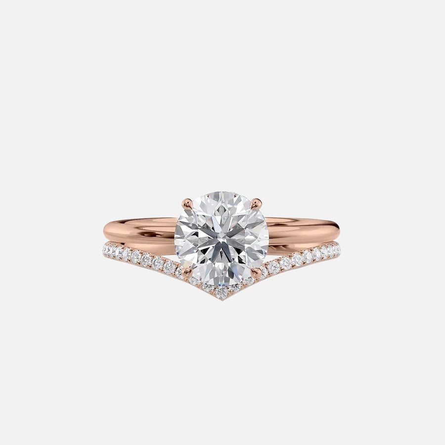  The Solitaire Low Profile Kamellie Round Moissanite Ring 18k Rose Gold 003
