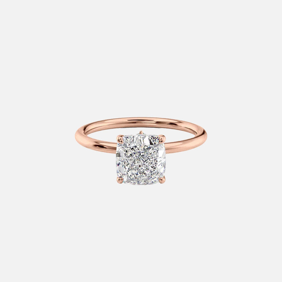  The Solitaire Luna Cushion Lab Diamond Ring 18k Rose Gold 001