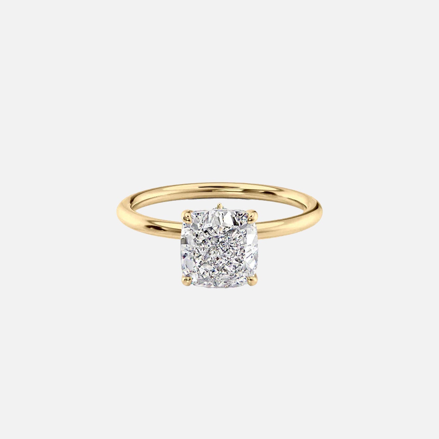 The Solitaire Luna Cushion Moissanite Ring 14k Yellow Gold 001