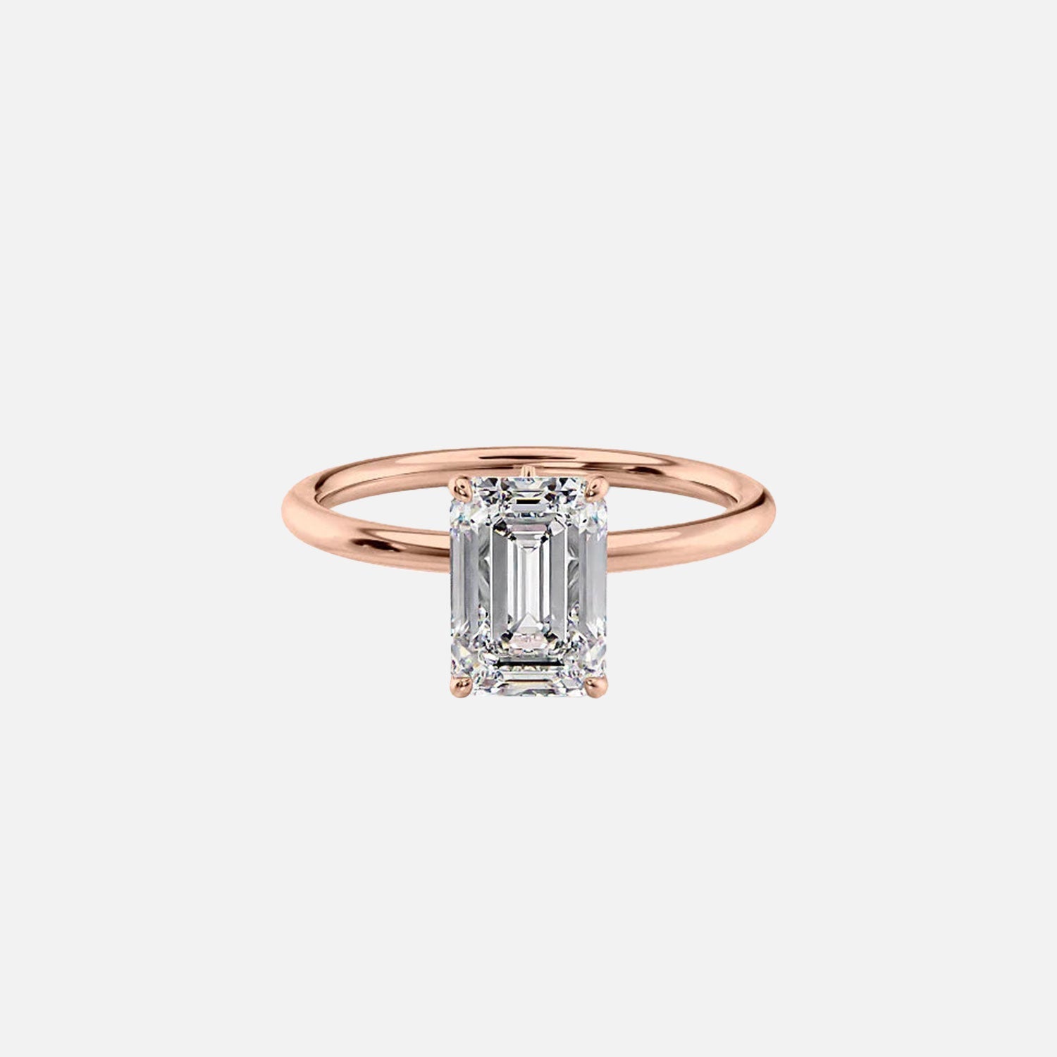  The Solitaire Luna Emerald Lab Diamond Ring 14k Rose Gold 001