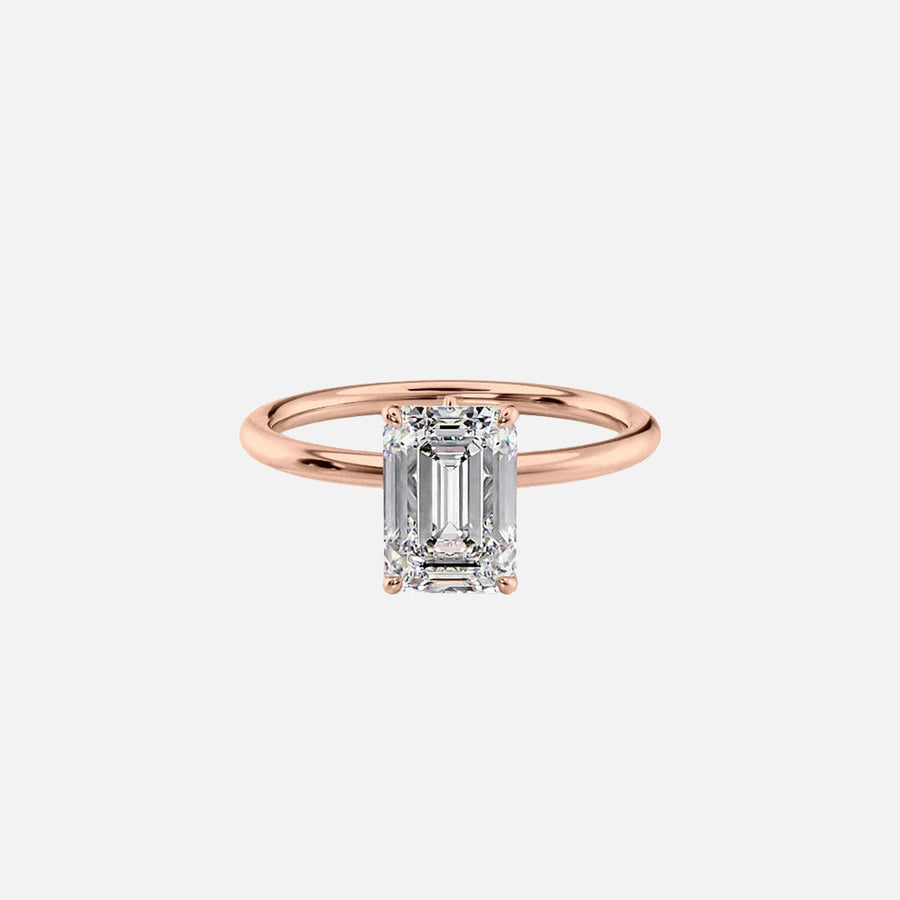  The Solitaire Luna Emerald Moissanite Ring 18k Rose Gold 001
