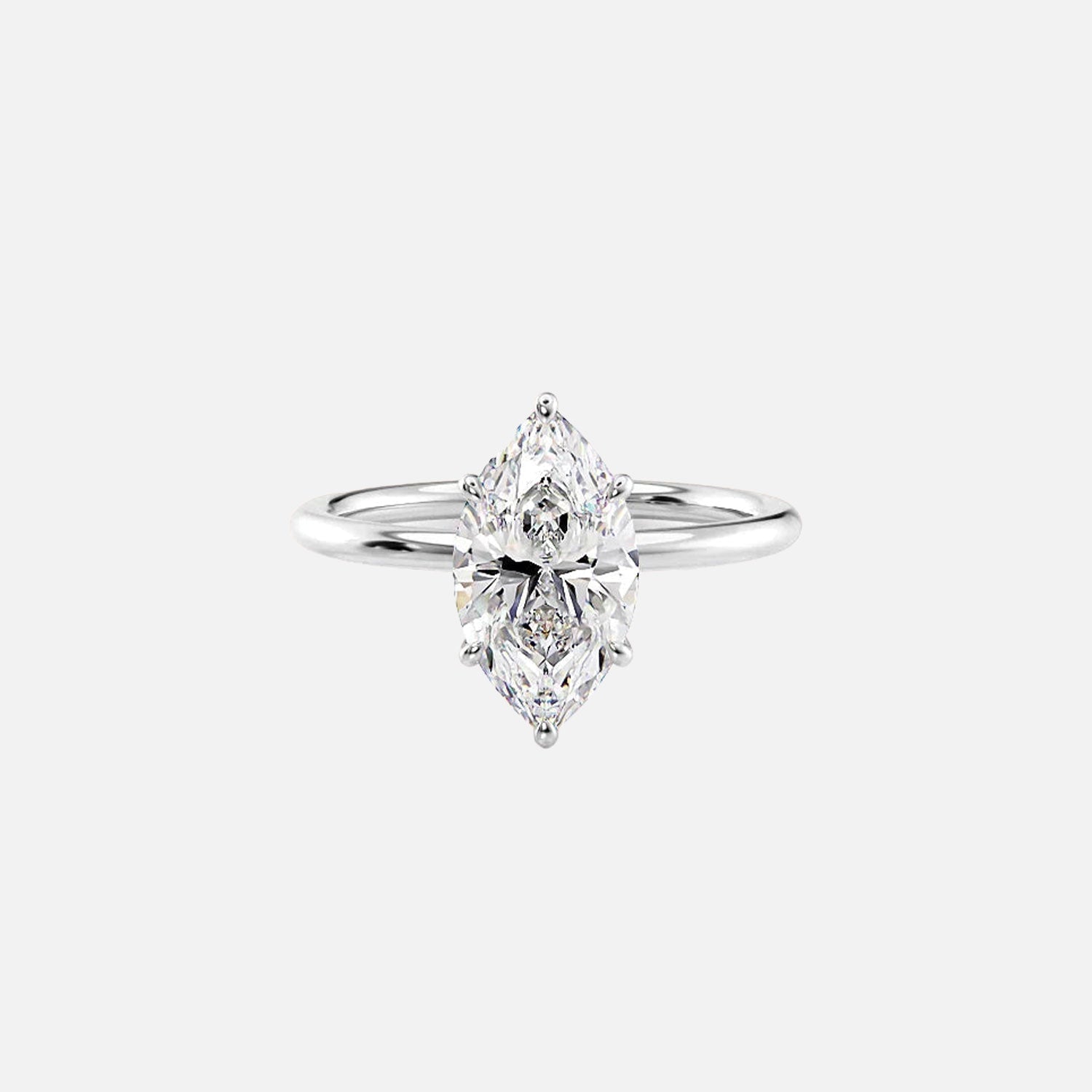  The Solitaire Luna Marquise Moissanite Ring 14k White Gold 001