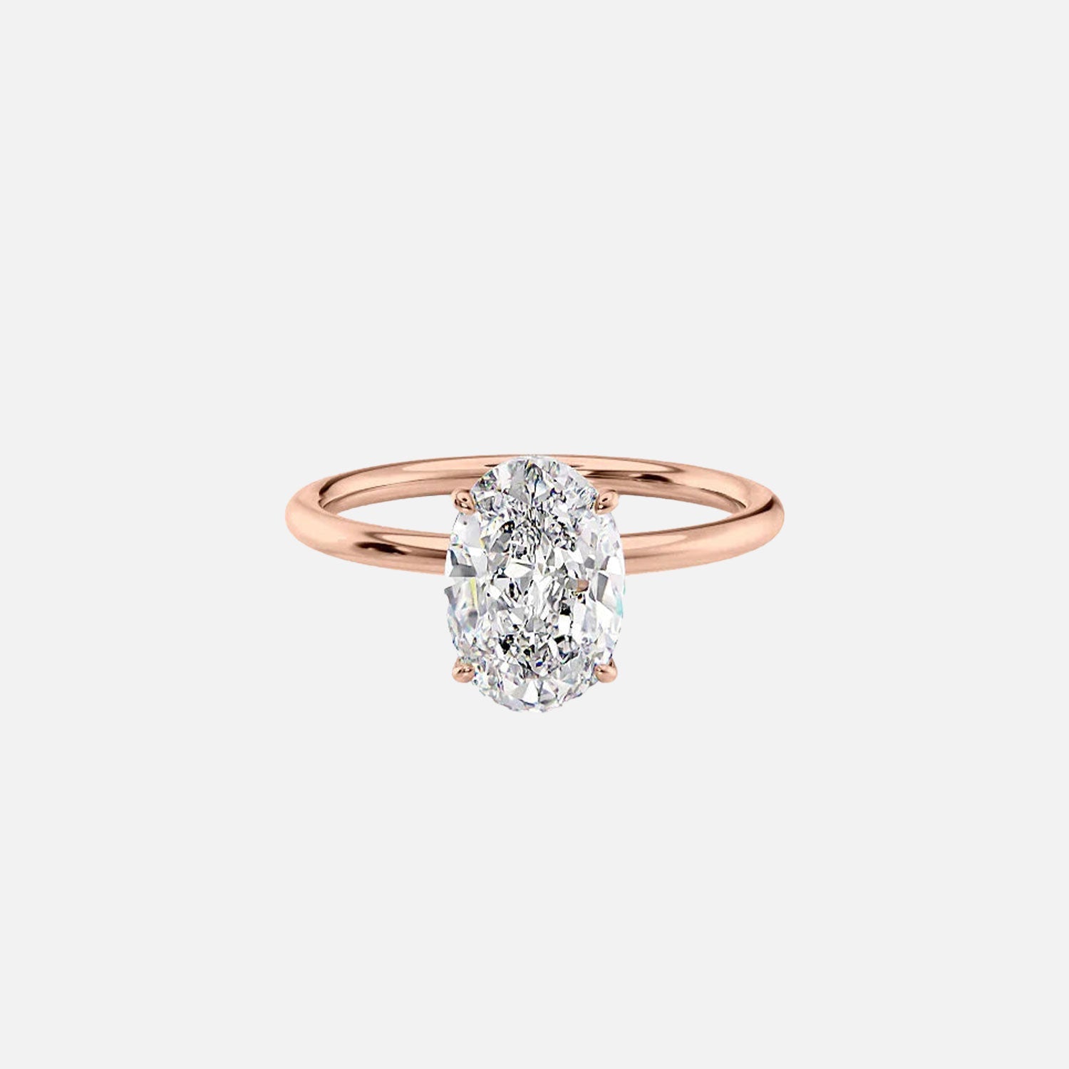  The Solitaire Luna Oval Moissanite Ring 14k Rose Gold 001