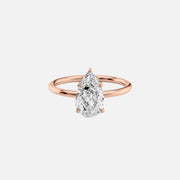  The Solitaire Luna Pear Moissanite Ring 14k Rose Gold 001