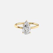 The Solitaire Luna Pear Moissanite Ring 14k Yellow Gold 001