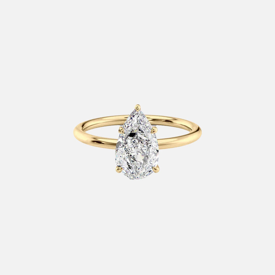 The Solitaire Luna Pear Moissanite Ring 14k Yellow Gold 001