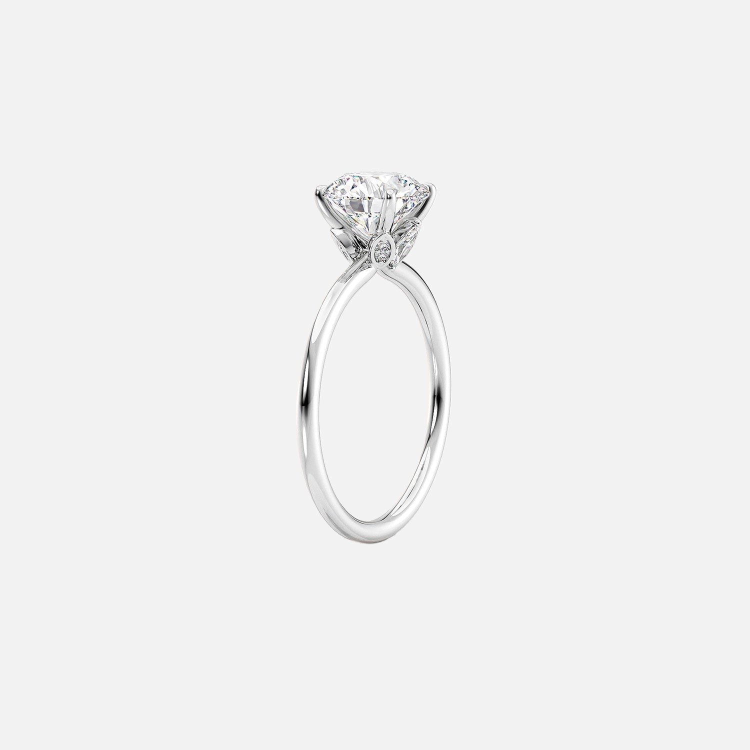  The Solitaire Luna Round Moissanite Ring 14k White Gold 002