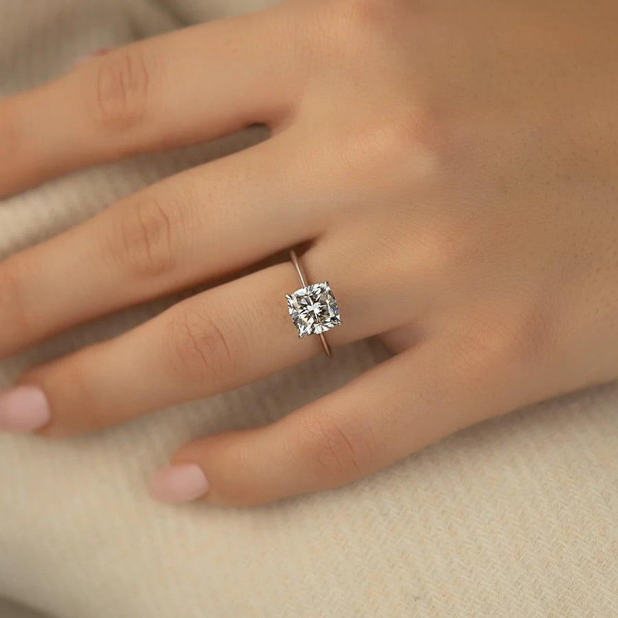  The Solitaire Madison Cushion Lab Diamond Ring 14k White Gold 003