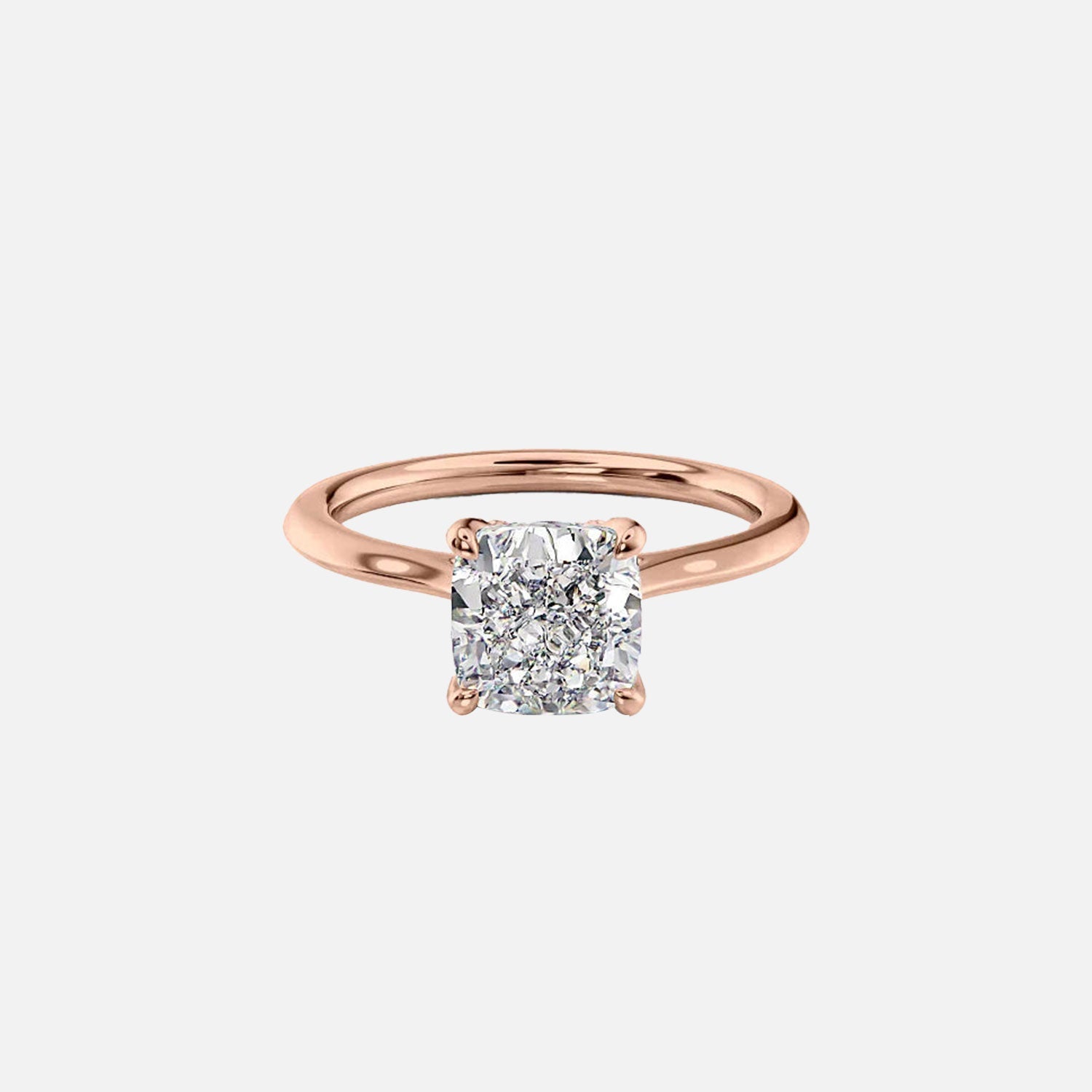  The Solitaire Madison Cushion Moissanite Ring 14k Rose Gold 001