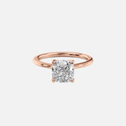  The Solitaire Madison Cushion Moissanite Ring 14k Rose Gold 001