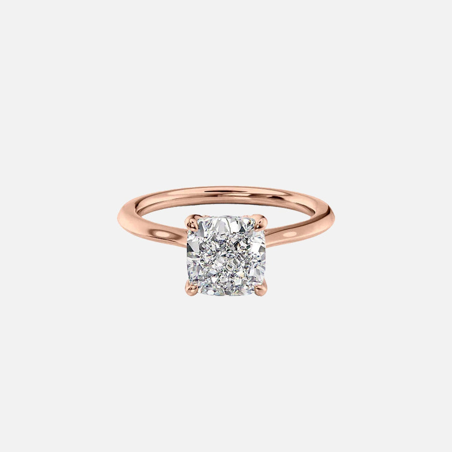  The Solitaire Madison Cushion Moissanite Ring 14k Rose Gold 001