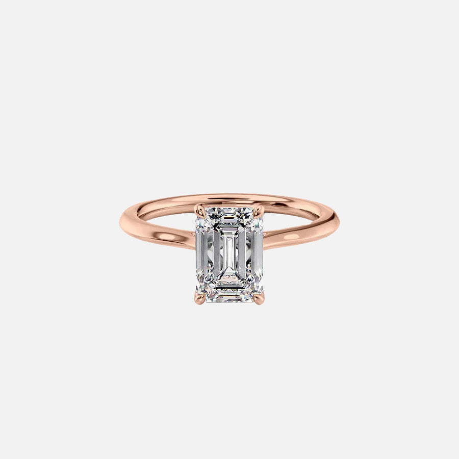  The Solitaire Madison Emerald Moissanite Ring 18k Rose Gold 001