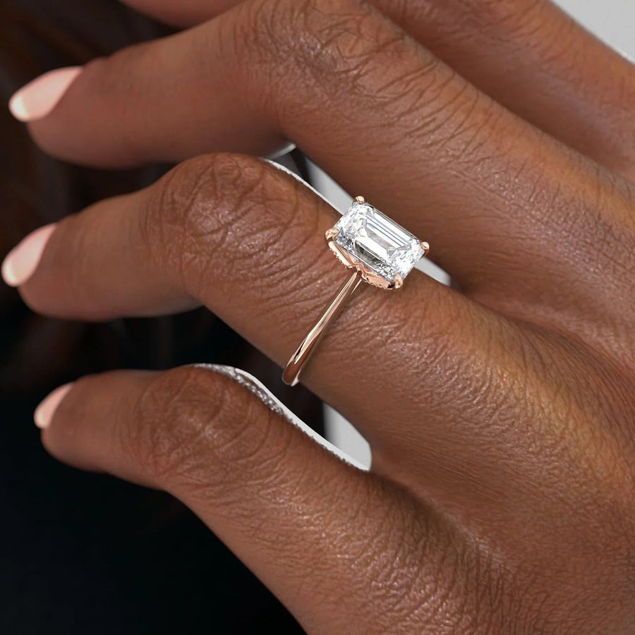  The Solitaire Madison Emerald Moissanite Ring 18k Rose Gold 005 Final