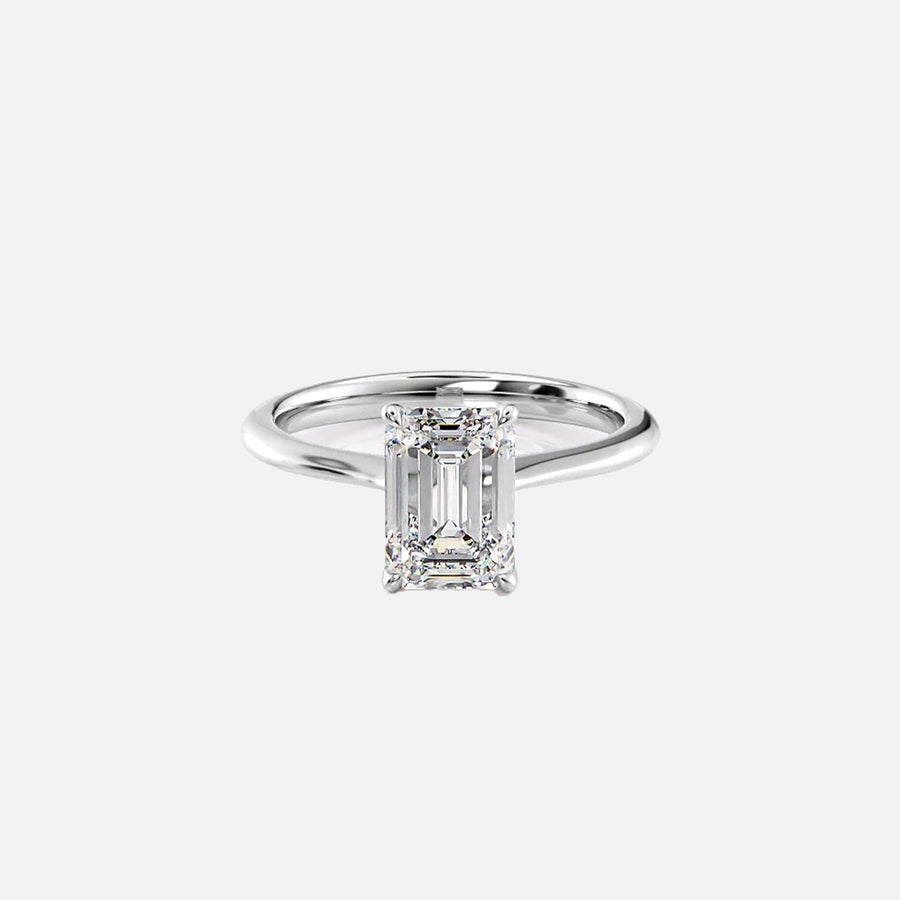  The Solitaire Madison Emerald Moissanite Ring 18k White Gold 001