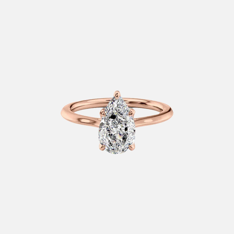  The Solitaire Madison Pear Moissanite Ring 14k Rose Gold 001