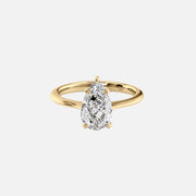 The Solitaire Madison Pear Moissanite Ring 14k Yellow Gold 001