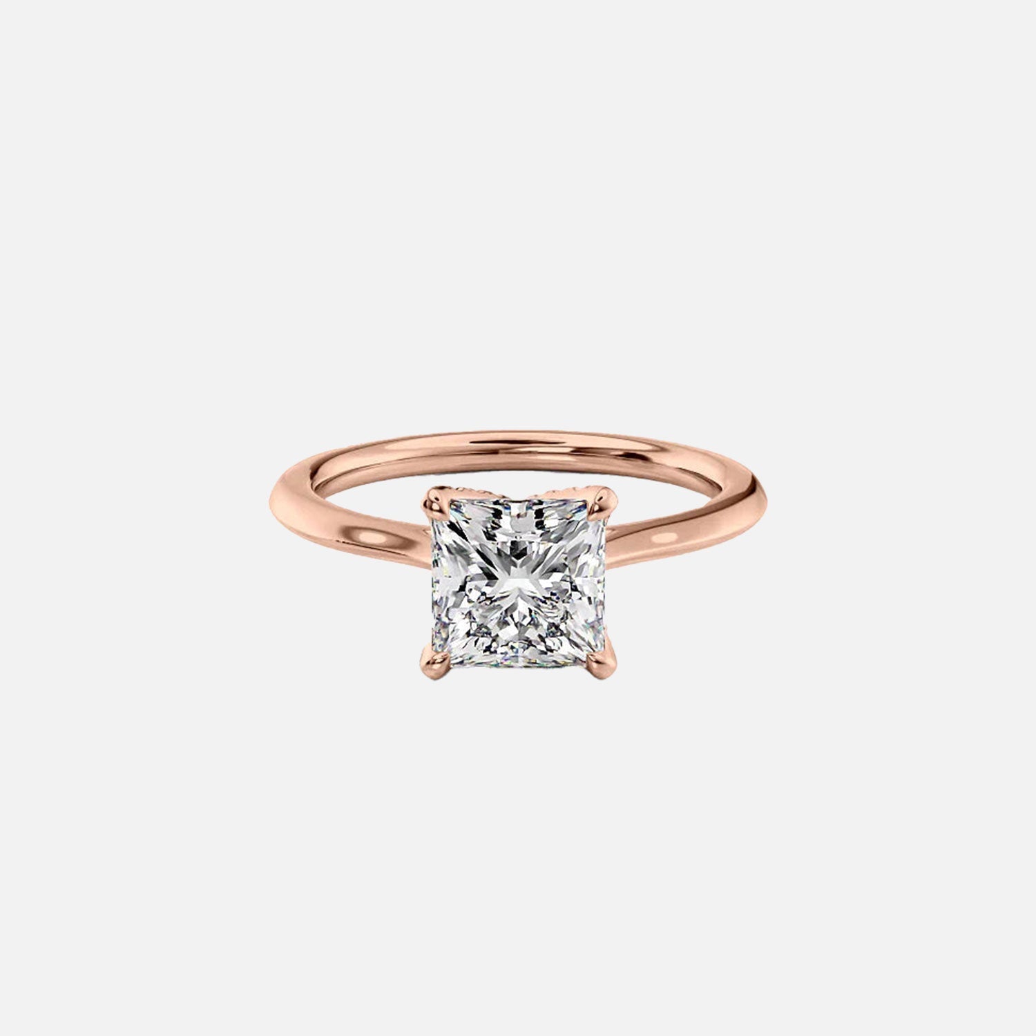  The Solitaire Madison Princess Moissanite Ring 14k Rose Gold 001