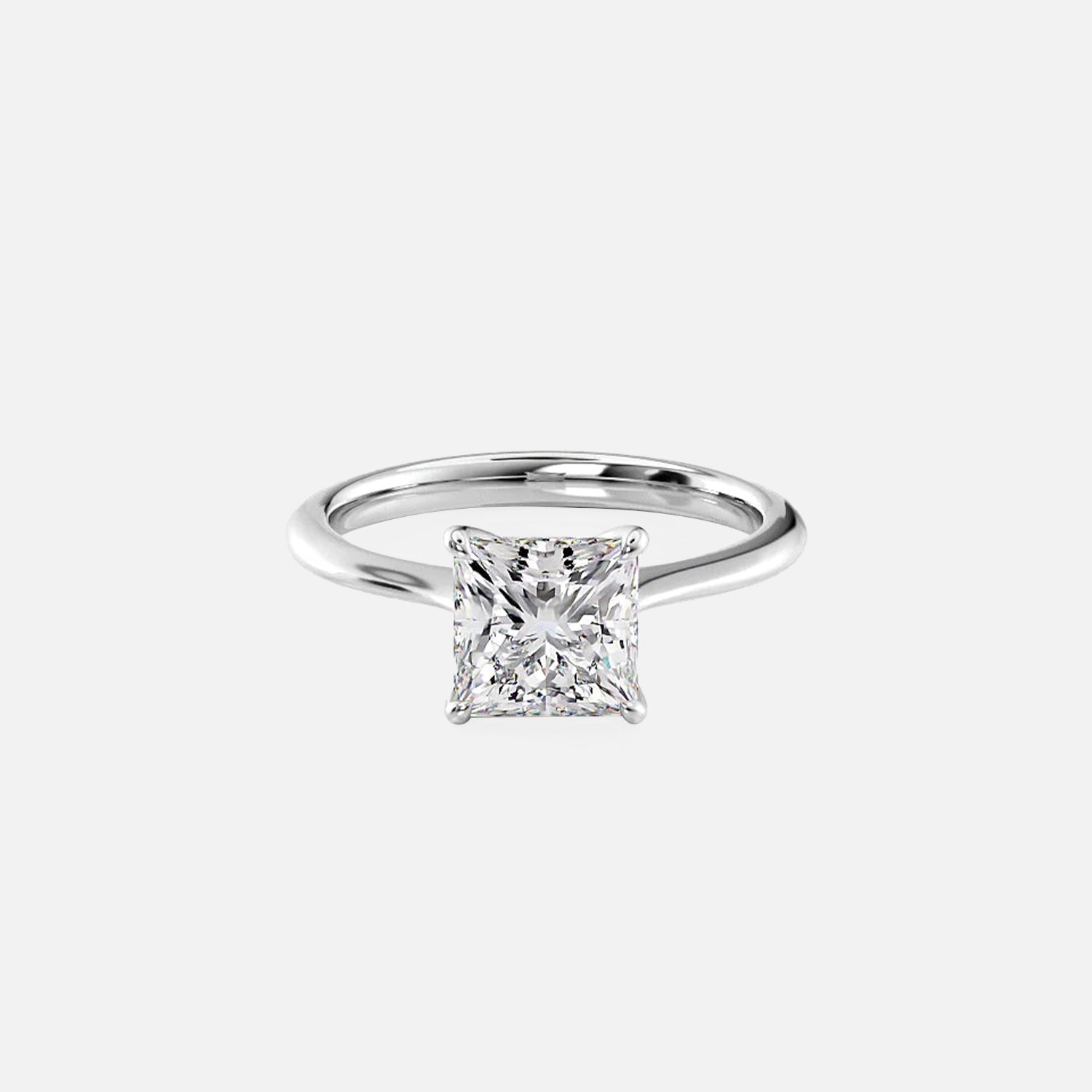  The Solitaire Madison Princess Moissanite Ring 14k White Gold 001