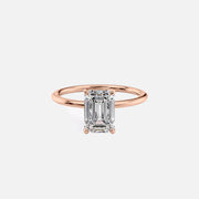  The Solitaire Maia Emerald Moissanite Ring 14k Rose Gold 001