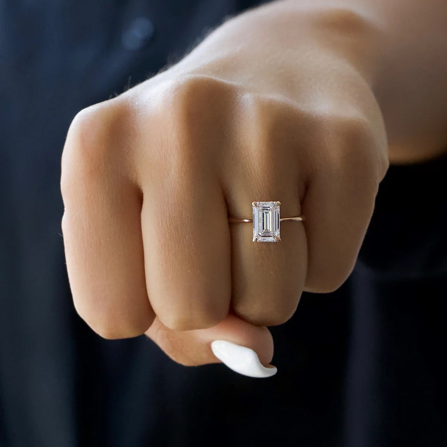  The Solitaire Maia Emerald Moissanite Ring 18k Rose Gold 004 Final