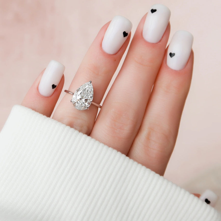  The Solitaire Maia Pear Moissanite Ring 14k White Gold 003