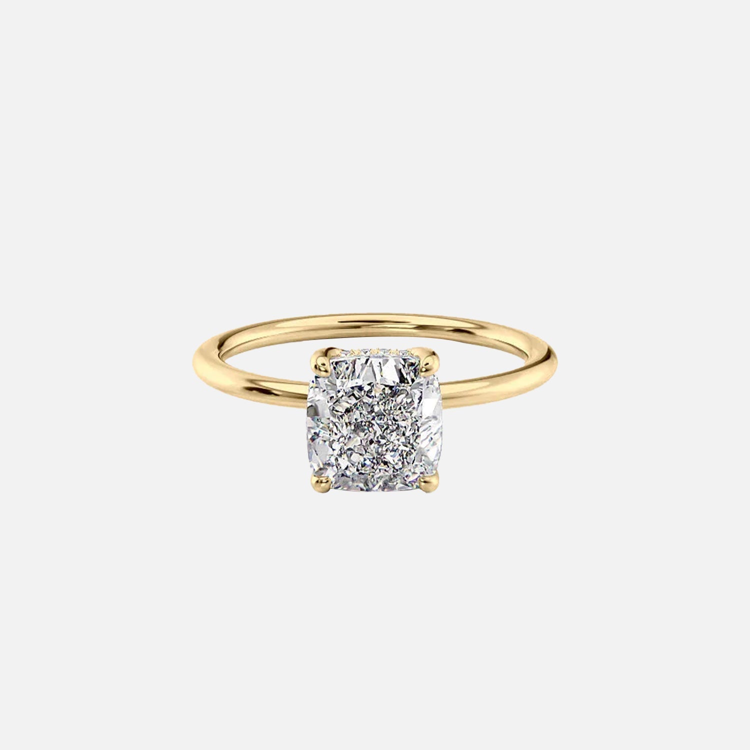 The Solitaire Margot Cushion Lab Diamond Ring 14k Yellow Gold 001