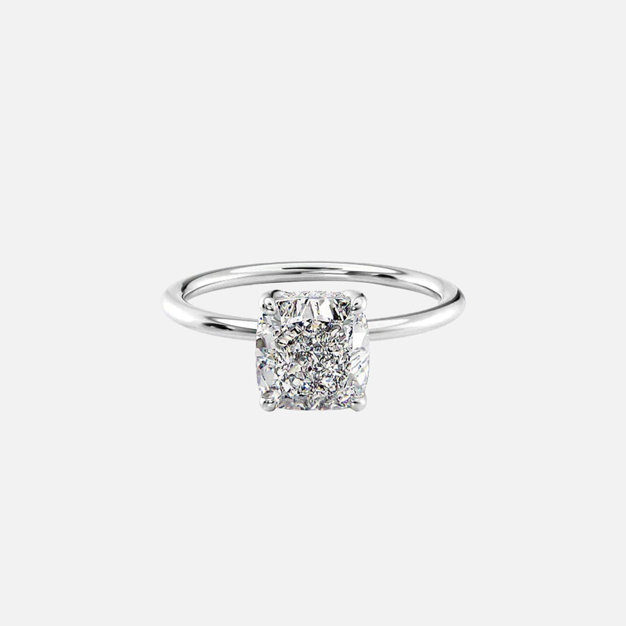  The Solitaire Margot Cushion Lab Diamond Ring 18k White Gold 001